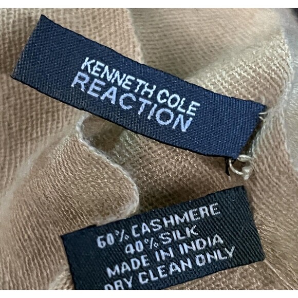 Kenneth Cole Reaction Scarf Womens Chartreuse Cashmere Silk Pashmina Fringe - Picture 6 of 6